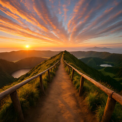 sunset in the mountains