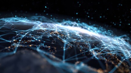 global network connections earth glowing