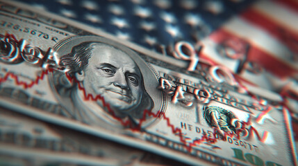 Close-up of U.S. Dollar Bills with Graph Trends