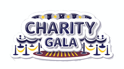 Charity gala logo with velvet ropes, gold stars and a red carpet for a special event invitation
