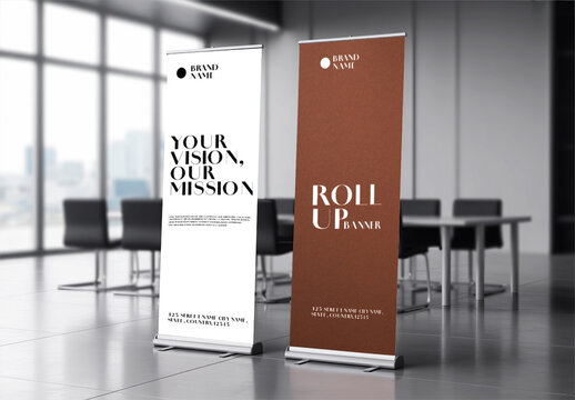 Two Side Roll Up Banner Mockup Design