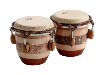 Bongo drums performance musical instruments creative atmosphere, isolated on transparent background, png