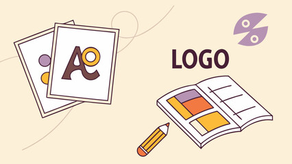 Fototapeta premium Branding Design Elements Logo Color Palette and Mockup.