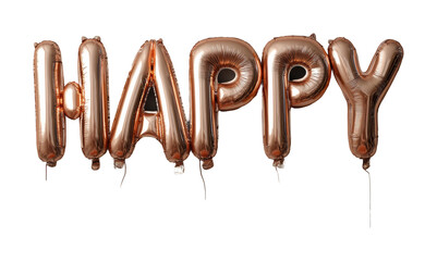 Celebratory happy balloon display for events festive atmosphere, isolated on transparent background, png