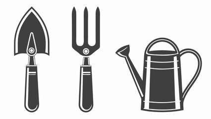 Gardening tools shovel fork watering can vector