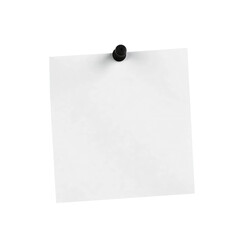 Grey paper note with black push pin isolated on transparent background