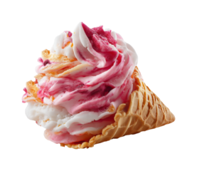 Delicious ice cream cone tasting dessert shop food, isolated on transparent background, png