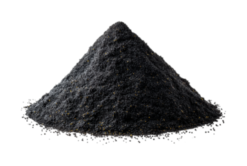 Industrial processing of black powder factory material, isolated on transparent background, png
