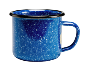 Adventure blue mug camping product nature, isolated on transparent background, png