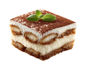 Delicious tiramisu dessert kitchen food bright, isolated on transparent background, png