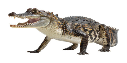 Fototapeta premium Crocodile in action wild habitat animal natural, isolated on transparent background, png