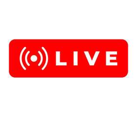 Red Live symbol. Live Stream Broadcasting Button