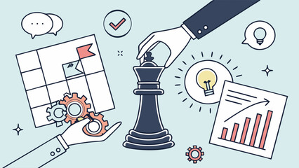 Fototapeta premium Strategic Business Planning Chess Piece and Teamwork Concept.