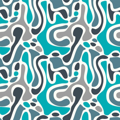 Abstract seamless pattern with fluid organic shapes, creating a dynamic, modern design. Vector illustration.