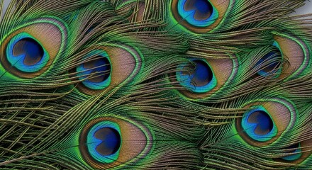 Beautiful Peacock Feathers with Vibrant Eye Patterns Close-up