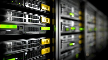 Close-up view of a server rack.