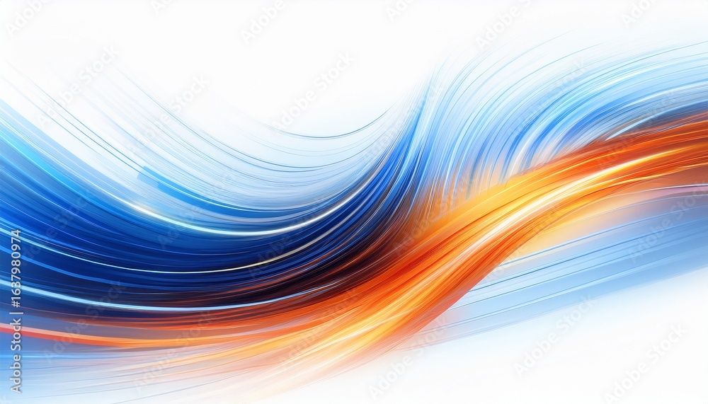 Wall mural abstract blue and orange light streaks with motion blur image for graphic design and compositing iso