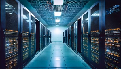 server room look inside modern data center where digital information flows