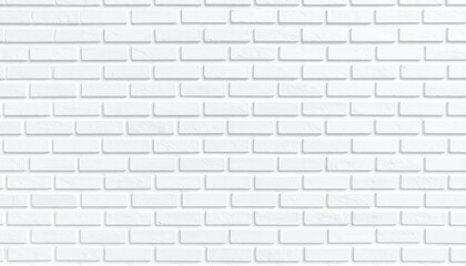 A clean white brick wall with a uniform pattern, providing a minimalistic and modern backdrop for various design applications.