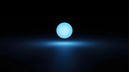 A minimalist and mysterious abstract of a single, soft blue orb levitating and glowing in a dark, empty space.