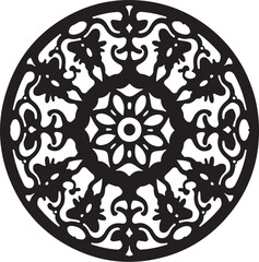 Intricate Circular Mandala Silhouette – Decorative Geometric Pattern Design