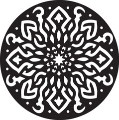 Intricate Circular Mandala Silhouette – Decorative Geometric Pattern Design