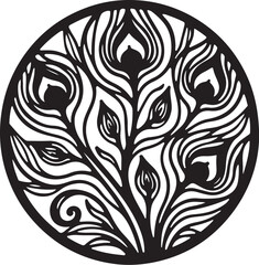 Intricate Circular Mandala Silhouette – Decorative Geometric Pattern Design