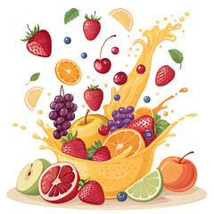 A vibrant fruit explosion bursting with juicy goodness a delightful mix of colors a