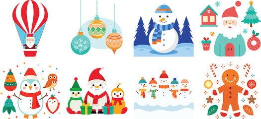 Christmas Icon Set in Flat Design Style Christmas icon bundle design