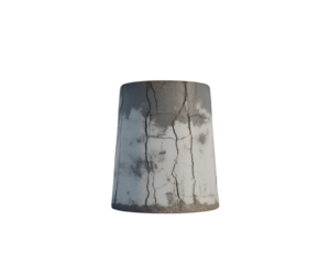 Weathered concrete road blocker isolated on white background for urban safety and traffic control themes
