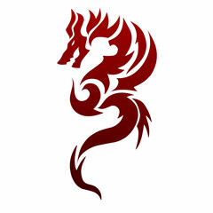 Tribal Dragon Silhouette Vector Illustration