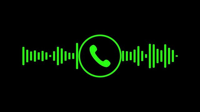 Call dial with sound wave animation isolated on Black Background - Powered by Adobe