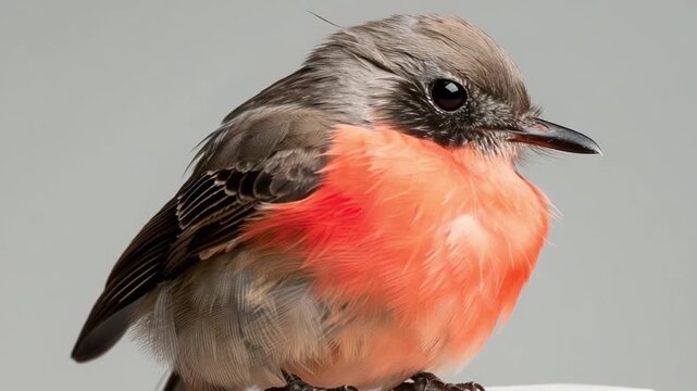 Australian Scarlet Robin in Profile: A detailed portrait of an Australian scarlet robin, its vibrant plumage and intricate features captured in a stunning display of avian beauty.