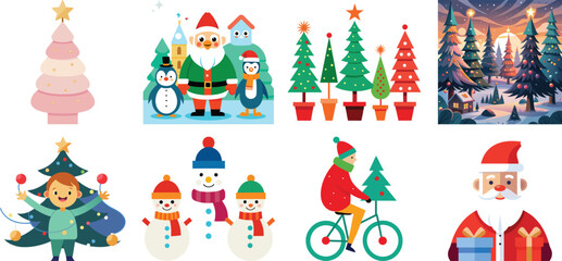 Christmas Icon Set in Flat Design Style Christmas icon bundle design