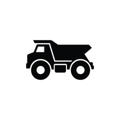 Illustration of a Black Dump Truck on a White Background for Construction and Transportation Projects in a Minimalist Design