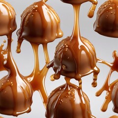Abstract background, caramel drops, dessert closeup details, artistic  bakery and gourmet food