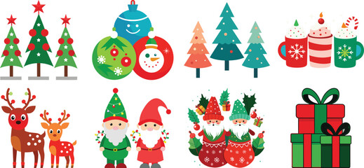 Christmas Icon Set in Flat Design Style Christmas icon bundle design
