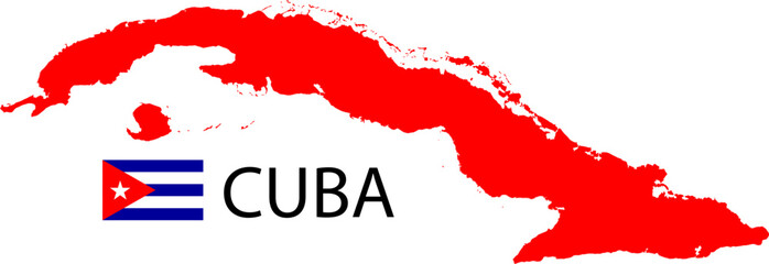 Cuba Country Map and Flag Design – Vector Illustration