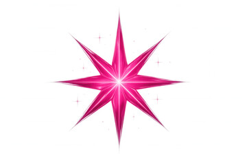 Obraz premium Pink star with eight points glowing on a transparent background, ideal for christmas or festive projects