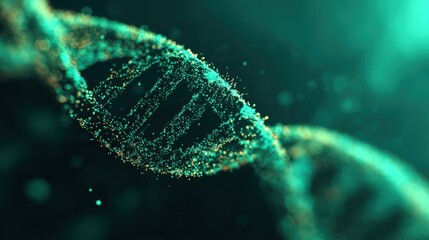 glowing teal dna helix strand
