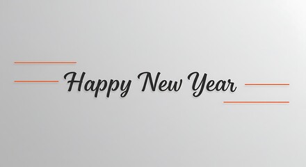 Fototapeta premium Elegant happy new year text with subtle pink lines on a light grey background