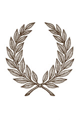 Obraz premium A meticulously detailed, artistic depiction of a laurel wreath, the leaves subtly shaded to enhance the classical, ornamental appeal. A symbol of victory and achievement.