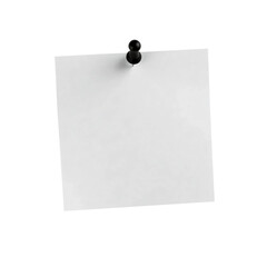 Grey paper note with black push pin isolated on transparent background