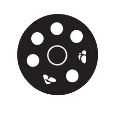 Film Reel Icon Graphic Depiction of a Classic Movie Reel and Film Elements with Rounded Shapes