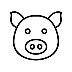 Cute pig face outline drawing illustration vector, farm animal graphic, piglet design, simple art