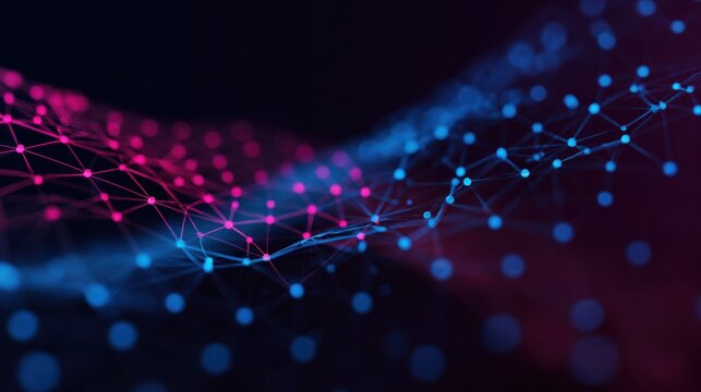 glowing network nodes digital wave