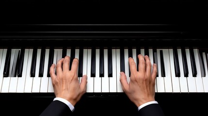 A musician's hands playing a musical instrument, close-up shot.
