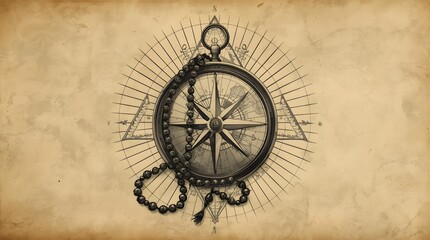 Compass on Vintage Map