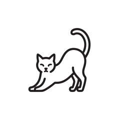 Stretching cat silhouette vector icon