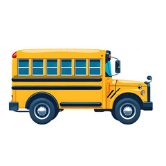 Classic Yellow School Bus A Side View Illustration isolated on transparent background Generative AI.